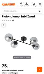 Moderne Plafondlamp Sabi Zwart Kwantum, Huis en Inrichting, Ophalen, Zo goed als nieuw, Glas