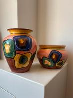 Vintage handgeschilderde vaas en bloempot, Antiek en Kunst, Ophalen of Verzenden