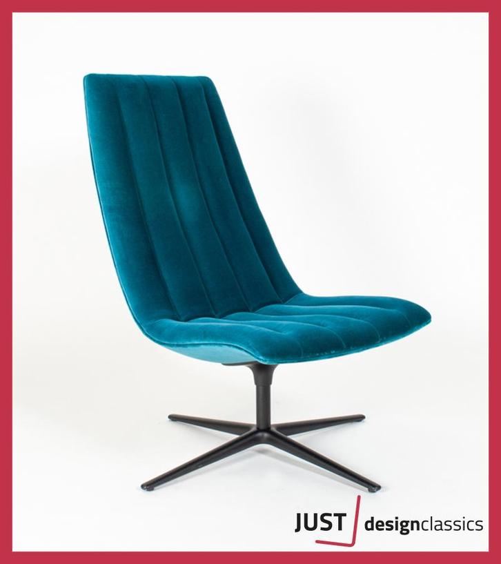 Walter Knoll Healey Lounge Chair Blauw Fluweel, Huis en Inrichting, Fauteuils, Zo goed als nieuw