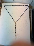 Antieke Rozenkrans Blauw met Zilver Kruisbeeld, Antiek en Kunst, Antiek | Religie, Ophalen of Verzenden