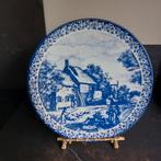 Vintage wanddecoratief  Delfs blauw bord Herfst, Ophalen of Verzenden