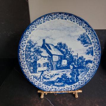 Vintage wanddecoratief  Delfs blauw bord Herfst  beschikbaar voor biedingen