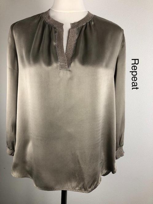Repeat Blouse 100% zijde (mt: 38) DR/7292, Kleding | Dames, Blouses en Tunieken, Zo goed als nieuw, Maat 38/40 (M), Blauw, Ophalen of Verzenden