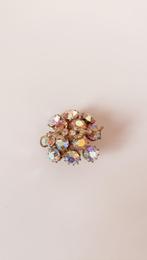 Vintage broche met regenboog steentjes, Overige materialen, Gebruikt, Verzenden, Goud