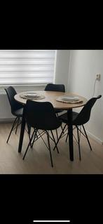 Eettafel met 4 stoelen, Huis en Inrichting, Tafels | Eettafels, Ophalen, Rond, 50 tot 100 cm, Zo goed als nieuw