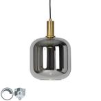 Hanglamp Zwart/Goud Smoke Glas, Huis en Inrichting, Lampen | Hanglampen, Ophalen of Verzenden, Nieuw, Glas, Minder dan 50 cm