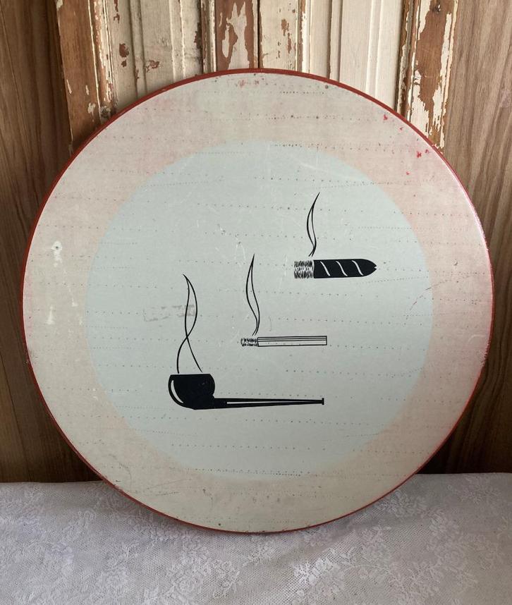 Brocante oud metalen verbodsbord - niet roken / Agmi, Verzamelen, Overige Verzamelen, Gebruikt, Ophalen