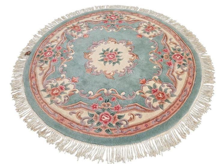 Handgeknoopt Oriental wol Aubusson tapijt rond 180x180cm, Huis en Inrichting, Stoffering | Tapijten en Kleden, Zo goed als nieuw