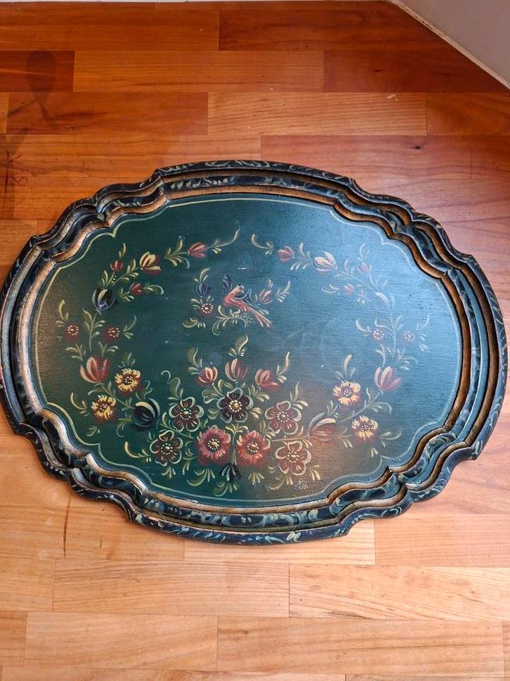 Hindeloper dienblad, Huis en Inrichting, Woonaccessoires | Dienbladen, Gebruikt, Hout, Ovaal, Ophalen of Verzenden