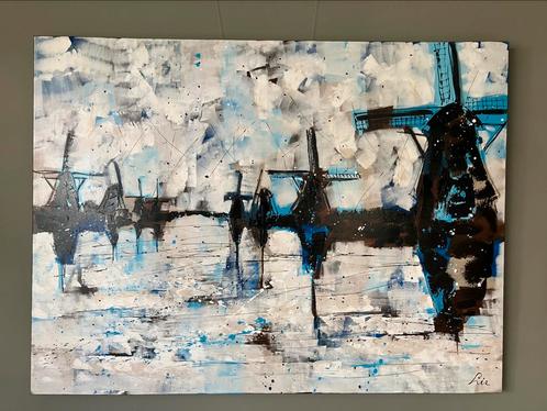 Schilderij Liz molens Kinderdijk, Antiek en Kunst, Kunst | Schilderijen | Abstract, Ophalen