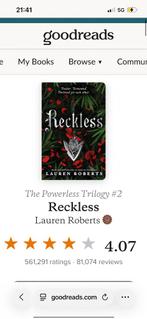 Reckless - Lauren Roberts - Engels paperback, Boeken, Fantasy, Verzenden, Zo goed als nieuw, Lauren Roberts