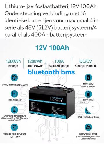 12V 100Ah Lithium Batterij met Bluetooth BMS beschikbaar voor biedingen
