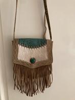 PH&T Suède Schoudertasje Turquoise/Camel Ibiza Style, Sieraden, Tassen en Uiterlijk, Ophalen of Verzenden, Zo goed als nieuw, Overige kleuren