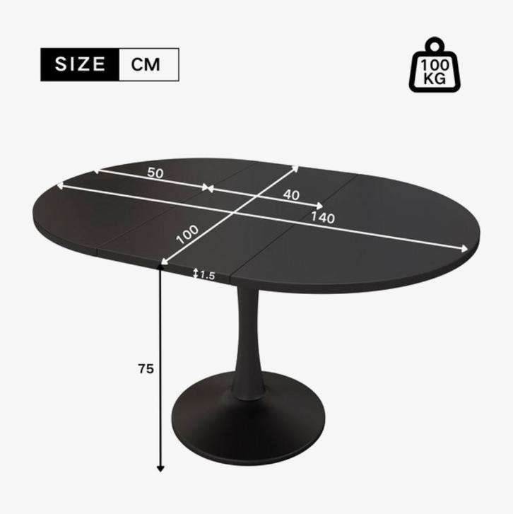 Ronde Uitschuifbare Eettafel 100-140cm, Huis en Inrichting, Tafels | Eettafels, Gebruikt, 100 tot 150 cm, Vijf personen of meer