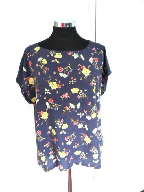 Leuke blauwe bloementop van Esprit, mt XL, Kleding | Dames, Tops, Zo goed als nieuw, Maat 46/48 (XL) of groter, Blauw, Korte mouw