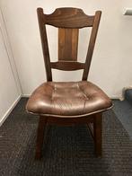 Houten stoel met leren zitting, Ophalen, Gebruikt, Bruin, Eén