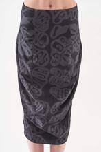 Superstretch rok zwart/grijze print, Rundholz, maat S en L, Verzenden, Nieuw, Zwart, Onder de knie