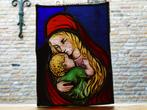 Glas in lood raamhanger Moeder en kind Maria en kindje Jezus, Antiek en Kunst, Antiek | Religie, Ophalen of Verzenden