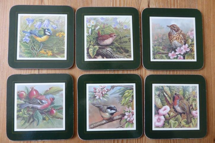 Onderzetters, Cloverleaf, vogels, in originele doos, Huis en Inrichting, Woonaccessoires | Onderzetters, Zo goed als nieuw, Glas of Kopje