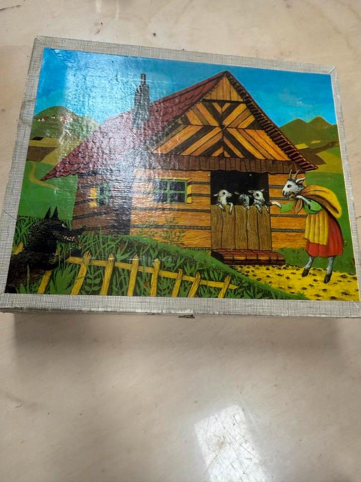 Vintage Houten Puzzel - Het huisje, Kinderen en Baby's, Speelgoed | Kinderpuzzels, Gebruikt, 2 tot 4 jaar, 10 tot 50 stukjes, Van hout