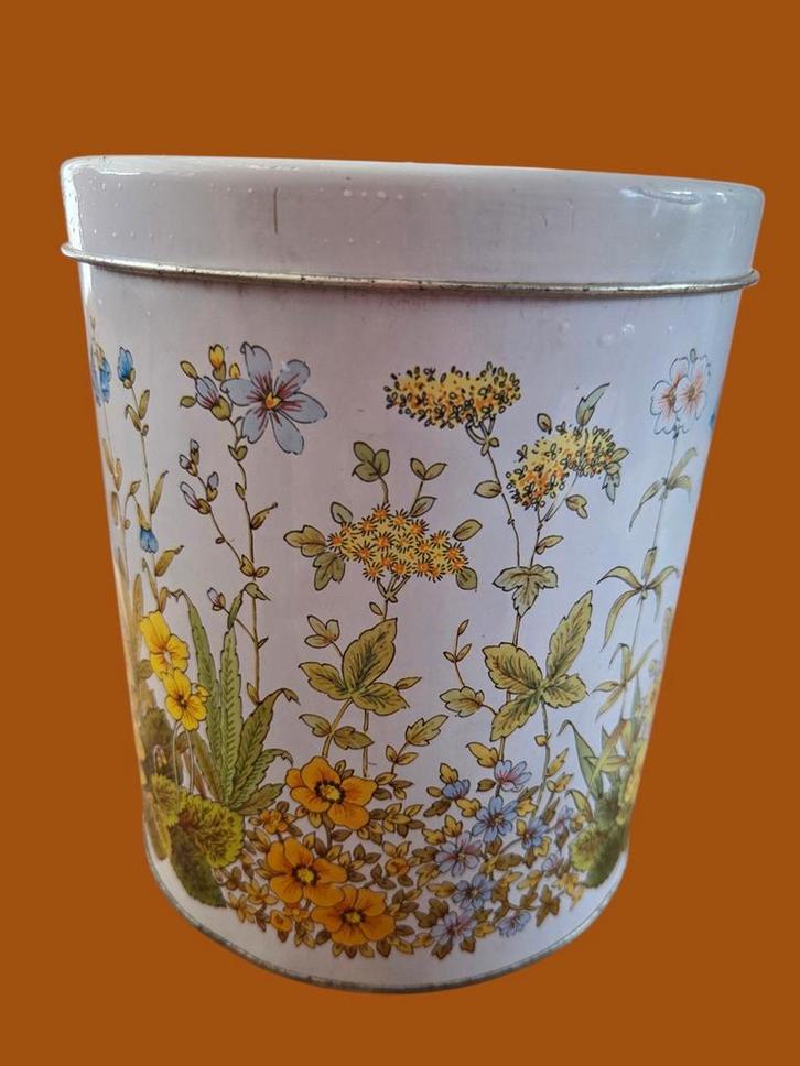 Vintage jaren 70 Opbergblik Veldbloemen, Huis en Inrichting, Woonaccessoires | Kisten, Ophalen of Verzenden