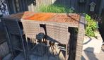 Tuinbar met 6 barkrukken, Ophalen, Met voetsteun, Riet, 90 cm of meer