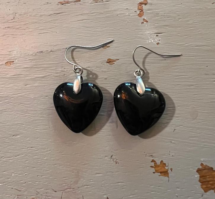 Vintage toermalijn zilveren halfedelstenen oorbellen hangers, Sieraden, Tassen en Uiterlijk, Oorbellen, Zo goed als nieuw, Hangers