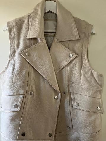 Yaya oversized gilet / bodywarmer echt leer off white beschikbaar voor biedingen
