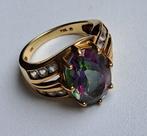 Prachtige 10K gouden ring met mystic topaas, maat 18, 18 tot 19, Paars, Ophalen of Verzenden, Zo goed als nieuw