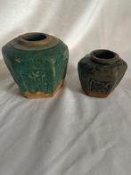 Twee vintage gemberpotten - 14 en 10 cm, Ophalen of Verzenden