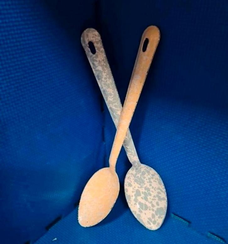 # vintage emaille opscheplepels #, Huis en Inrichting, Woonaccessoires | Overige, Zo goed als nieuw, Ophalen of Verzenden