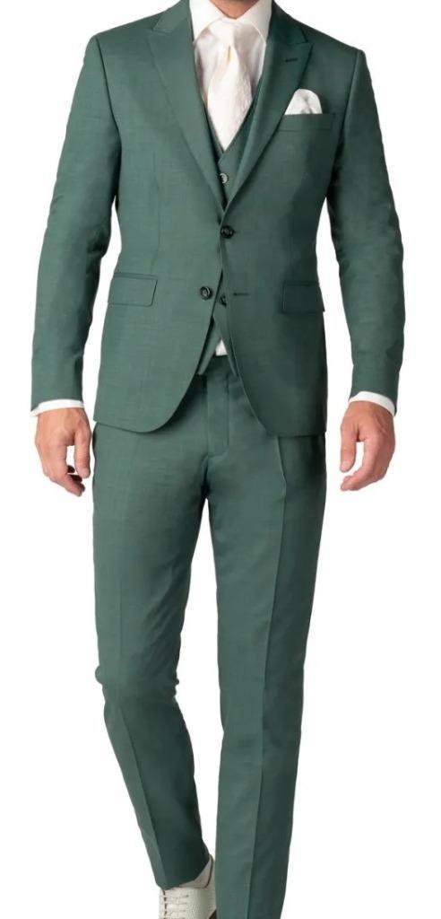 mooi groen heren trouwpak, Kleding | Heren, Kostuums en Colberts, Zo goed als nieuw, Groen, Ophalen of Verzenden