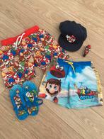 Mario zwembroek pet slippers 110 & 128, Kinderen en Baby's, Kinderkleding | Maat 110, Ophalen of Verzenden, Zo goed als nieuw