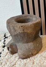Oude houten vijzel pot landelijke decoratie woonaccessoire, Huis en Inrichting, Woonaccessoires | Overige, Ophalen of Verzenden