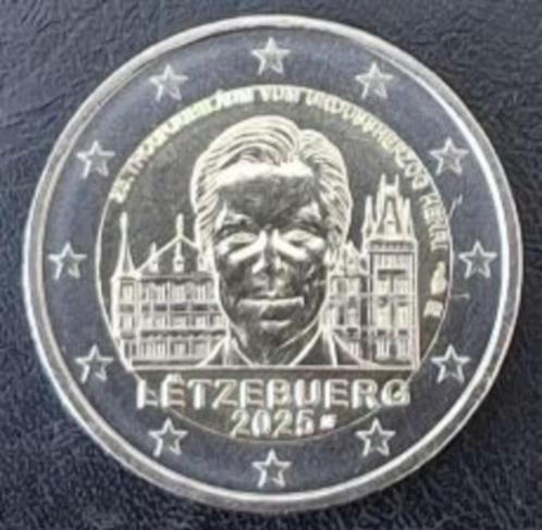 Luxemburg 2 euro 2025 UNC - 25 jaar troon Henri + munthouder, Postzegels en Munten, Munten | Europa | Euromunten, Losse munt, 2 euro
