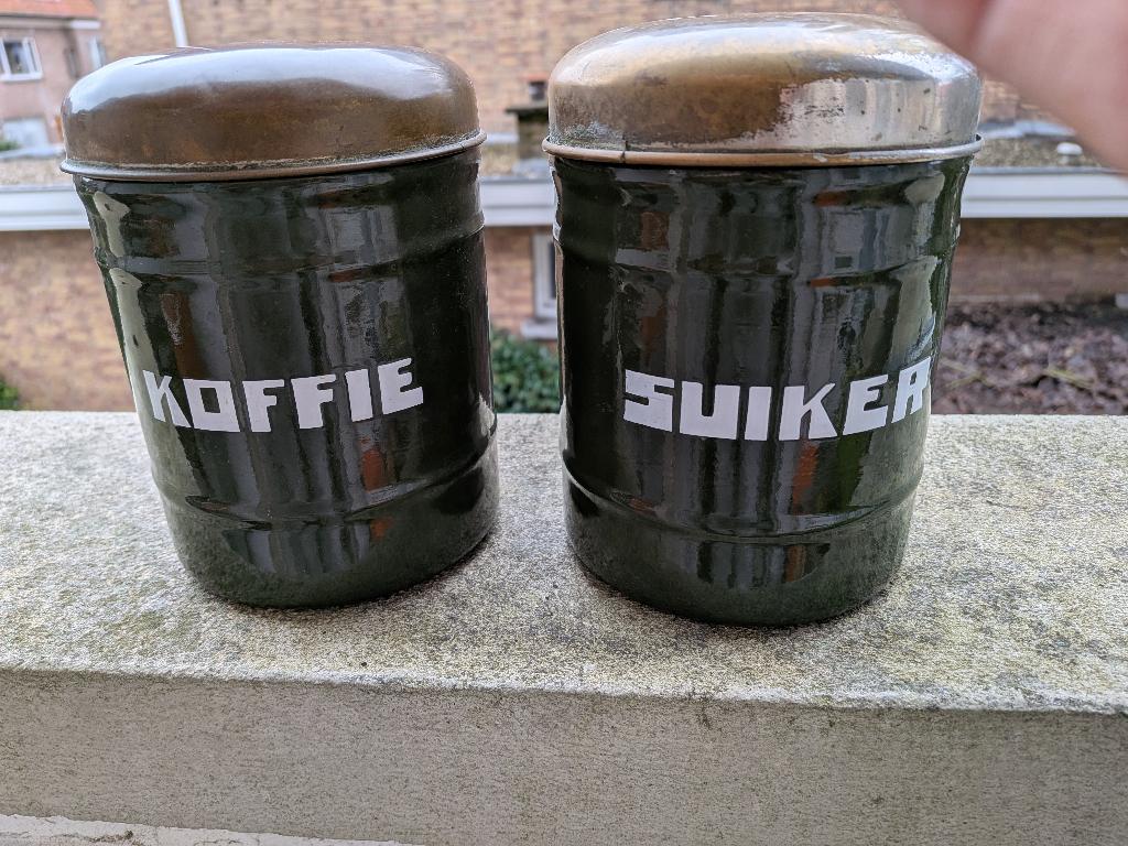 koffie- en suikerbus, Antiek en Kunst, Antiek | Emaille, Ophalen