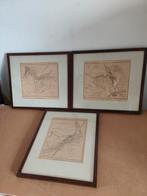 Set van 3 oude kaarten Zuid-Holland, Antiek en Kunst, Kunst | Etsen en Gravures, Ophalen of Verzenden