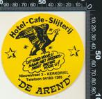 Sticker: Hotel Cafe Slijterij De Arend - Kerkdriel, Ophalen of Verzenden, Zo goed als nieuw, Bedrijf of Vereniging