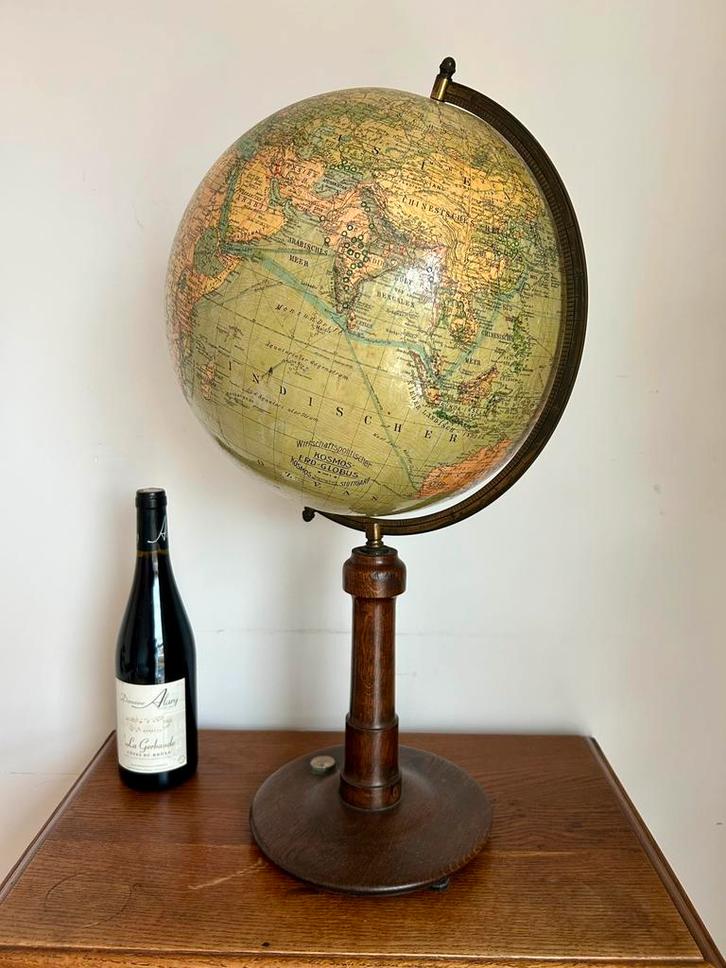 Antieke, globe, wereldbol, Kosmos Stuttgart met kompas, 1928, Huis en Inrichting, Woonaccessoires | Wereldbollen, Gebruikt, Ophalen of Verzenden