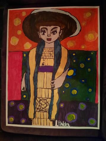 schilderij vrouw oranje 22 beschikbaar voor biedingen