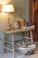 Elmwood landelijke doorleefde sidetable, 100 tot 150 cm, Ophalen of Verzenden, Zo goed als nieuw, 25 tot 50 cm