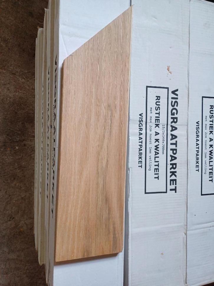 Rustiek houten visgraat parketvloer, Doe-het-zelf en Verbouw, Hout en Planken, Nieuw, Plank, Overige houtsoorten, Minder dan 200 cm