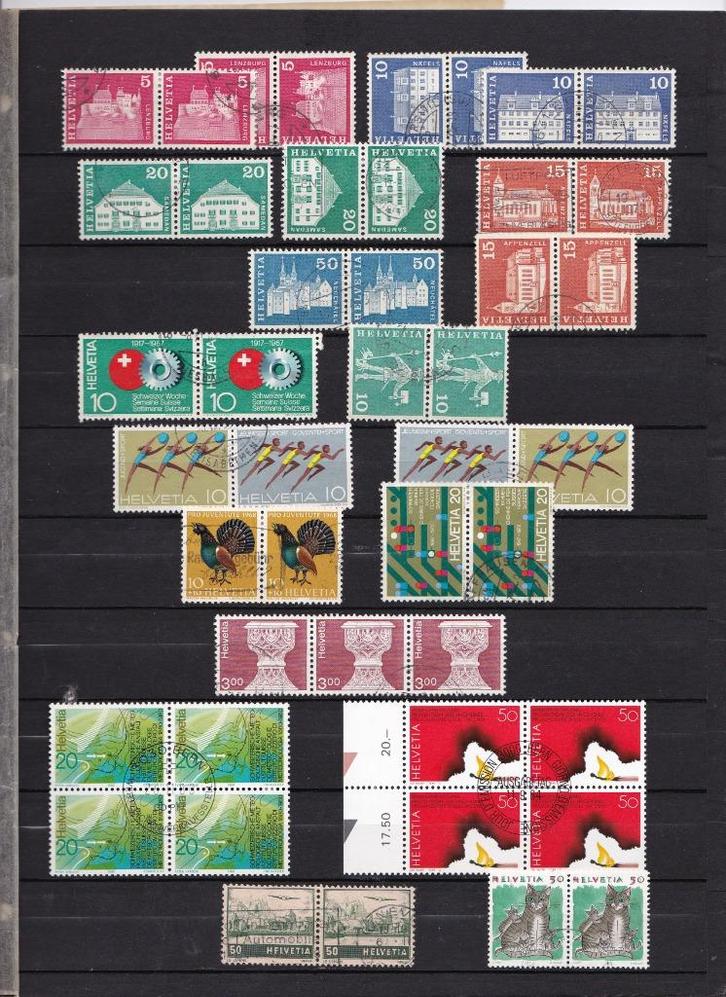 Zwitserland grote collectie paartjes en blokjes gestempeld, Postzegels en Munten, Postzegels | Europa | Zwitserland, Gestempeld