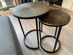 Leuk setje metalen bijzettafels, Minder dan 55 cm, Metaal of Aluminium, Rond, Zo goed als nieuw