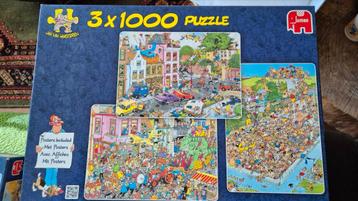 3x 1000 stuks Jan van Haasteren puzzels in 1 doos zgan beschikbaar voor biedingen