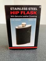 zakfles heupfles platvink Hip Flask met Genuine leer NIEUW, Antiek en Kunst, Ophalen of Verzenden