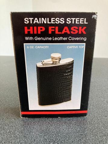 zakfles heupfles platvink Hip Flask met Genuine leer NIEUW beschikbaar voor biedingen