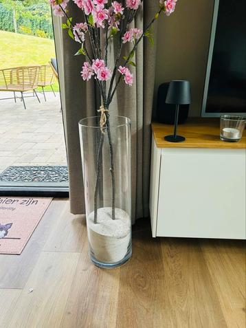 Mooie glazen vaas 60 cm hoog beschikbaar voor biedingen