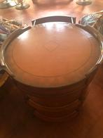 Antieke ronde dubbellaags tafel op wieltjes, Antiek en Kunst, Antiek | Meubels | Tafels, Ophalen