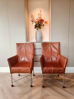 2 fauteuil Chaplin van Montis, leer in goede gebruikte staat, Ophalen, Gebruikt, Twee, Bruin